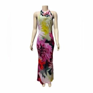 NWT Betsy & Adam Pink Floral Cowl Neck Maxi Dress